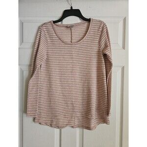 Ann Taylor LOFT women's M mauve pink  stripe long sleeve hi-low top
